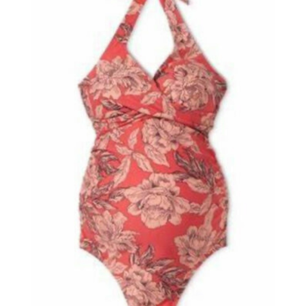 Isabel Maternity by Ingrid & Isabel Coral Floral One-Piece Swimsuit